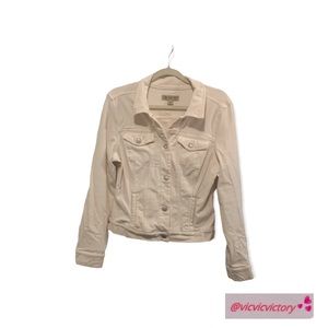 Vintage America Blues Doubloons Med Soft Button Down Stretchy Jacket Eggshell